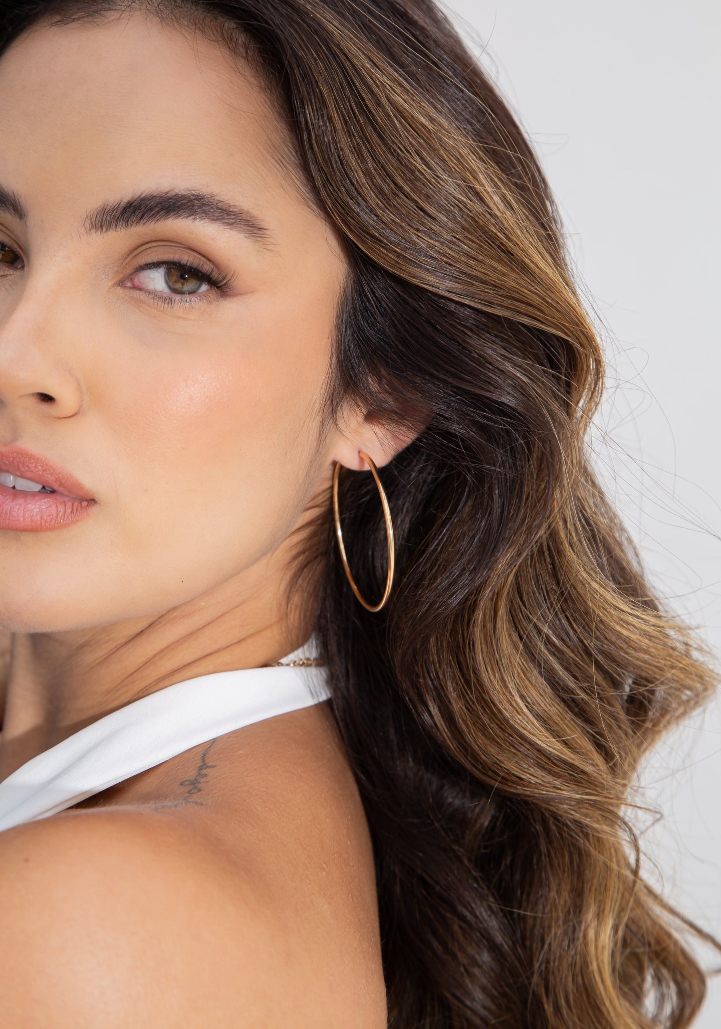 18K Gold Filled Large Thin Endless Hoop Earrings (J76)
