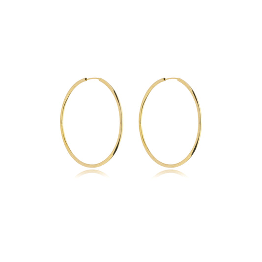 18K Gold Filled Large Thin Endless Hoop Earrings  (J76)